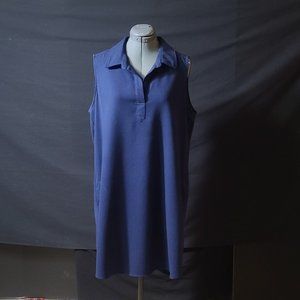 Navy Blue Knee-Length sleeveless Dress By Sharagano Size 14